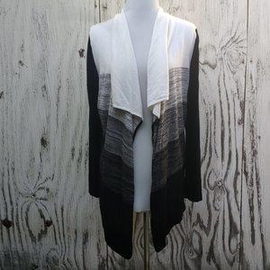 Chico's Travelers Striped Waterfall Cardigan - 12